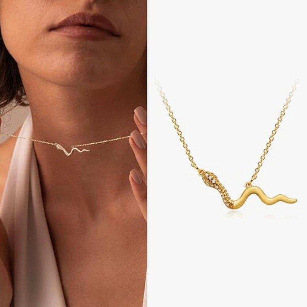 Anthro Gold Snake Choker Necklace